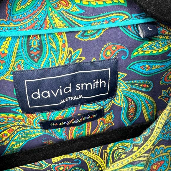 David Smith Australia Men's Slim‎ Fit Paisley Button Up Long Sleeve Shirt Size L - Picture 6 of 11